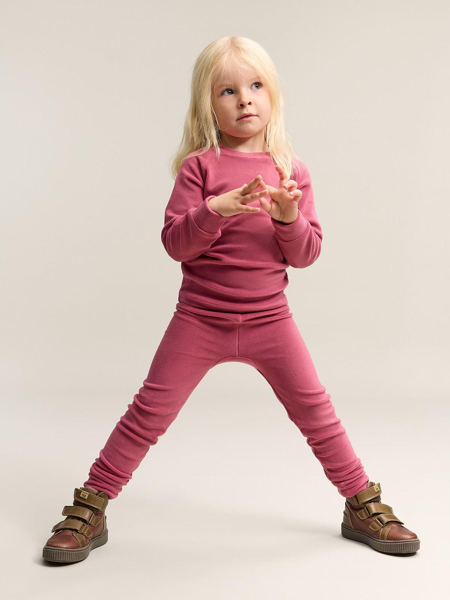 Gullkorn Jona Fleece-sett Varm Rosa