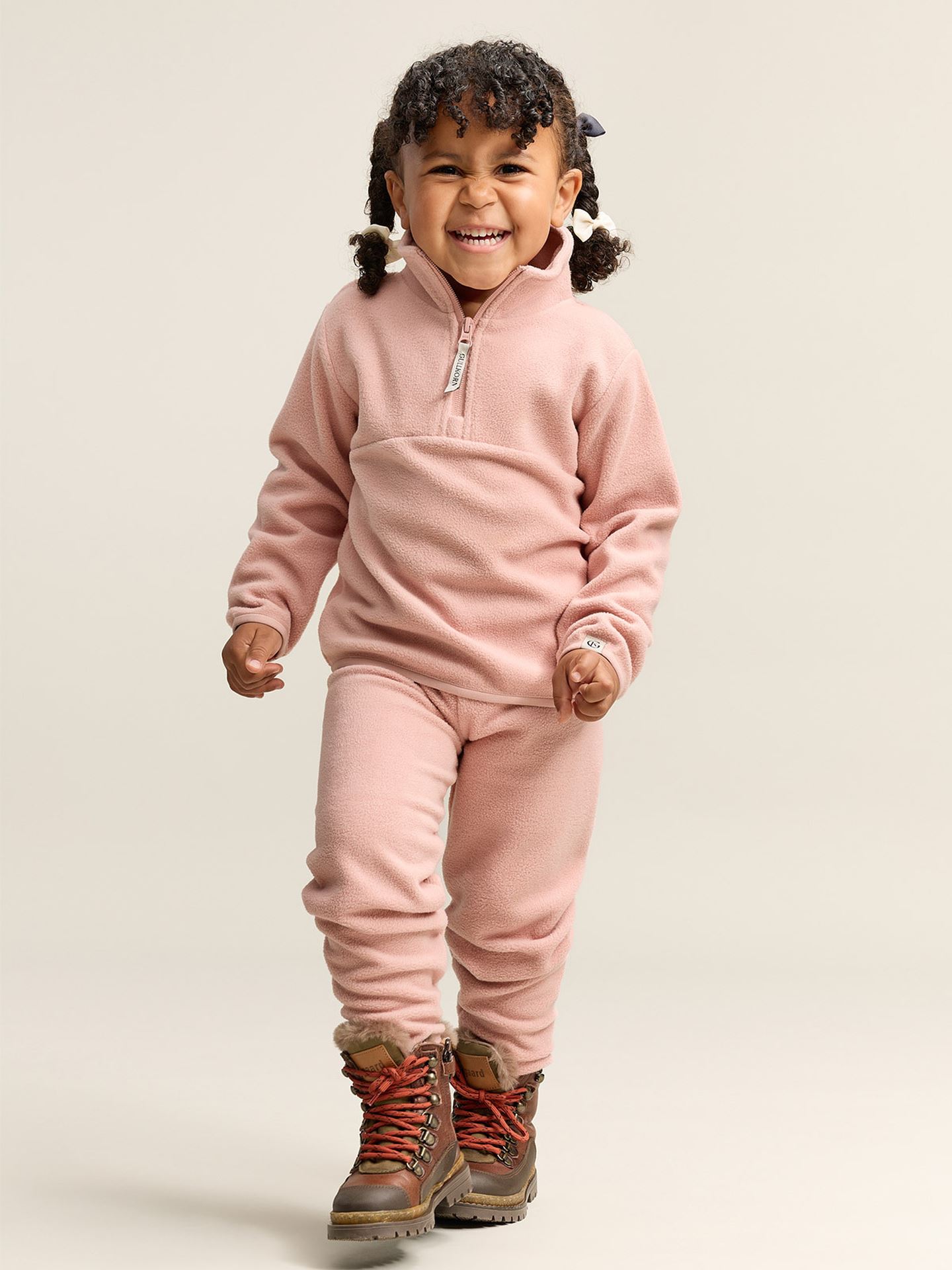 Gullkorn Berg Fleece Set Tåkerosa