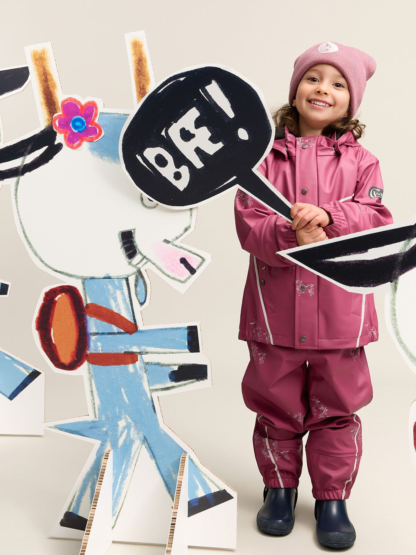 Gullkorn Bukkene Regntøysett Varm Rosa (P)